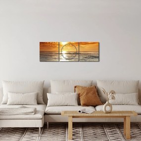 Tablou cu apus de soare din Corsica (cu ceas) (90x30 cm)