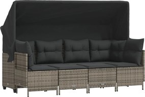 vidaXL Set canapea de grădină cu perne, 5 piese, gri, poliratan