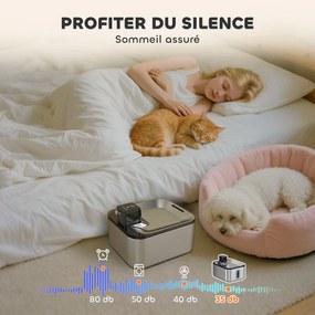 PawHut Fântână Automată pentru Pisici 5L din Oțel Inoxidabil, Silențioasă, Filtru 3 Etape, Încărcător USB, Argintiu | Aosom Romania