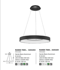 Lustra LED design modern circular RANDO THIN negru 4000K NVL-9453451