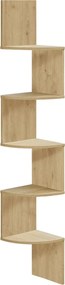 Reducere Raft de colt de perete ESTANTE, 5 rafturi in decor stejar artisan, 126x20cm calitatea a II-a