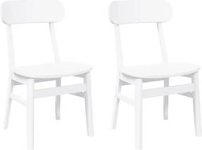 vidaXL Scaune de sufragerie 2 buc Cauciuc din lemn masiv alb