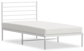 352359 vidaXL Cadru de pat metalic cu tăblie, alb, 80x200 cm