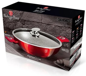 Cratiță marmorată cu capac 30 cm, 4.8 L Berlinger Haus Burgundy Metallic Line BH 7110, antiaderentă, ideală pentru preparate consistente