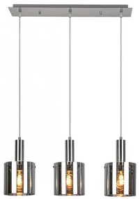 Lustra cu 3 Pendule design modern Donati crom/fumuriu