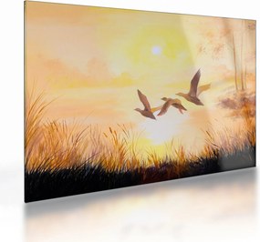 Tablou pe sticlă - Macarale la apus de soare (70x50 cm)