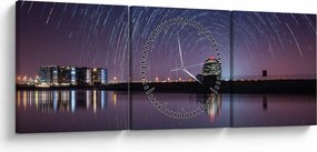 Tablou cu cerul nocturn și stele (cu ceas) (90x30 cm)