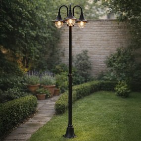 Felinar clasic de exterior negru 200cm 3 lumini IP44 - Daphne