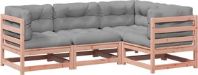 vidaXL Set canapele grădină cu perne, 4 piese, lemn masiv brad douglas