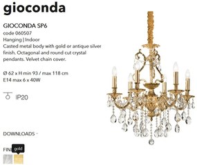Lustra cristal Venezian diam. 62cm GIOCONDA SP6 oro 060507