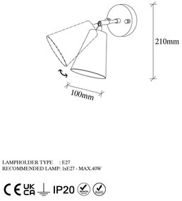 Aplică de perete neagră/aurie ø 10 cm Evander – Opviq lights