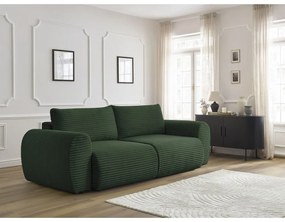 Canapea verde-închis extensibilă cu tapițerie din catifea reiată 257 cm Lucien – Bobochic Paris