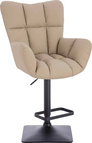 HR650KW Scaun Crem Piele Ecologica Premium Soft cu Bază Neagră