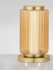 Veioza LED moderna, Metal, Sticla, Chihlimbar, VESPER