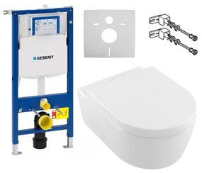 Set vas WC rimless suspendat, Villeroy&amp;Boch Avento, cu capac inchidere lenta si rezervor Geberit Duofix Sigma UP320