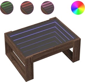 vidaXL Măsuță de cafea cu LED infinity, stejar maro, 70x53x30 cm