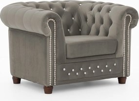 Fotoliu gri chesterfield cu tapițerie din catifea York Blik – Ropez