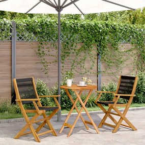 vidaXL Set mobilier bistro, 3 piese, negru, polipropilenă lemn masiv