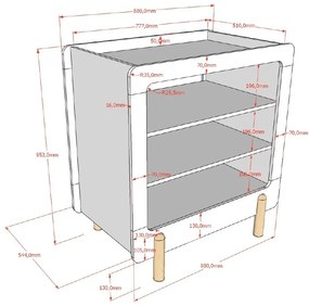Set mobilier pentru copii SMILE, alb, pat 60 x 120 cm cu bare robuste și bază reglabilă, plus masă de schimbat cu trei rafturi deschise – Vipack