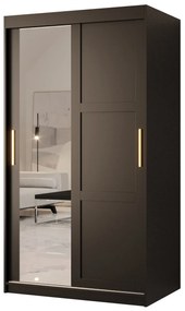 Dulap de haine Riven 2 100 (mat negru) (cu oglindă). 1064168