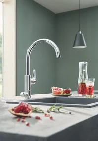 Baterie de bucatarie Grohe BauCurve Blue Pure,  monocomanda, pipa inalta, fara filtru, crom - 31723000