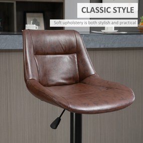 HOMCOM Set 2 Scaune de Bar, Scaune înalte, reglabile în înălțime, incl. Suport pentru Picioare, 46.5cm x 50cm x 108cm, Negru + Maro | Aosom Romania