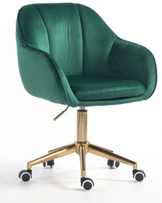 HR2055K Scaun Verde din Catifea cu Bază Aurie
