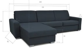 Canapea colțar extensibilă LEKA stânga, albastru, cu spațiu depozitare, pentru d