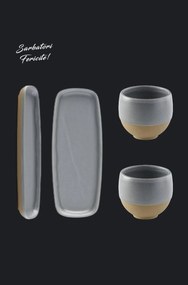 Set Cadou Heritage Gri Cafea (2 Pahare Heritage 300ml + 2 Platouri Heritage lungime 22,5cm, latime 10cm)