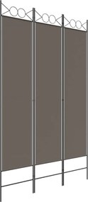 vidaXL Paravan de cameră cu 3 panouri, antracit, 120x200 cm, textil