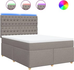 vidaXL Pat box spring cu saltea, gri taupe, 140x200 cm, textil