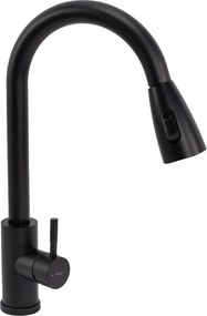 Baterie bucatarie cu dus extractibil negru Rea Cross