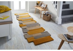 Covor tip traversă din lână Flair Rugs Collage, 60x230 cm, galben-bej