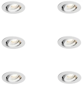 Set de 6 spoturi încastrate albe, înclinabile, 6,5 cm, cu LED inclus IP54, ultra-subțiri - Pupil