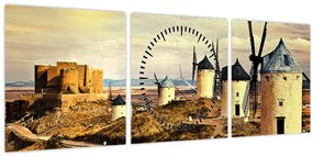 Tablou - Morile de vânt (cu ceas) (90x30 cm)