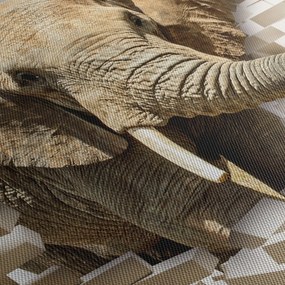 Tablou - Elefant spârgând peretele (90x60 cm)