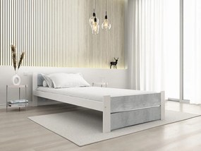 Pat IKAROS DOUBLE 90 x 200 cm, beton/alb Saltea: fara saltea, Somiera: cu somiera din laturi