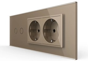 Intrerupator Dublu + 2 Prize LIVOLO cu Rama Din Sticla, Standard Italian, 6M