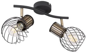 Aplica de perete / tavan cu 2 spoturi design industrial ARGUSTO negru, auriu
