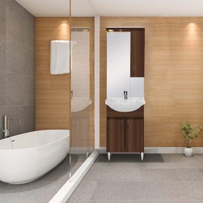 Mobilier complet de baie Bianca Plus 55, culoare Aida nuc, deschidere pe dreapta