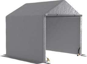 Outsunny Garaj de grădină 2 x 2 x 2 m garaj pentru biciclete exterior cu cadru din oțel galvanizat, impermeabil și rezistent la UV - gri | Aosom Romania