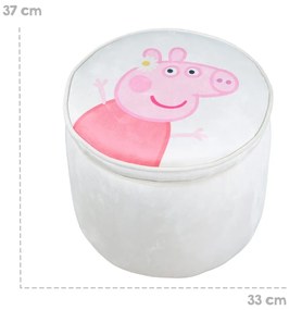 Puf de copii alb cu tapițerie din catifea Peppa Pig – Roba