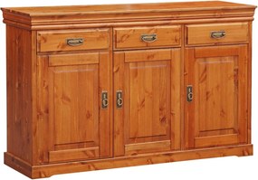 Comodă lemn masiv natur Florence, 140 × 43 × 88 cm