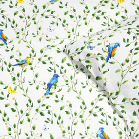 Goldea lenjerie de pat din 100% bumbac - păsări colorate în grădină 140 x 200 și 50 x 70 cm