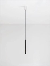 Pendul tub subtire aluminiu negru si alabastru LED NOEMI