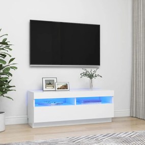 804454 vidaXL Comodă TV cu lumini LED, alb, 100x35x40 cm