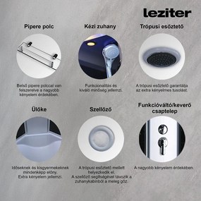 Cabină de duș cu hidromasaj Vital, dimensiune 80x80 cm