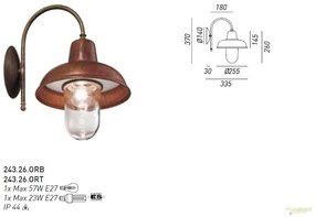 Aplica de perete cu protectie IP44, fabricata manual, diam.25,5cm, Contrada 243.26.OR
