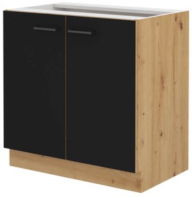 Dulap inferior de bucătărie Miraluna (Stejar artisan + Negru mat). 1062367