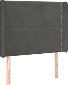 vidaXL Tăblie de pat cu aripioare gri închis 93x16x118/128 cm catifea